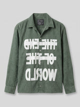 Pine Green Graphic Corduroy Cropped Shirt Shirts Fugazee 