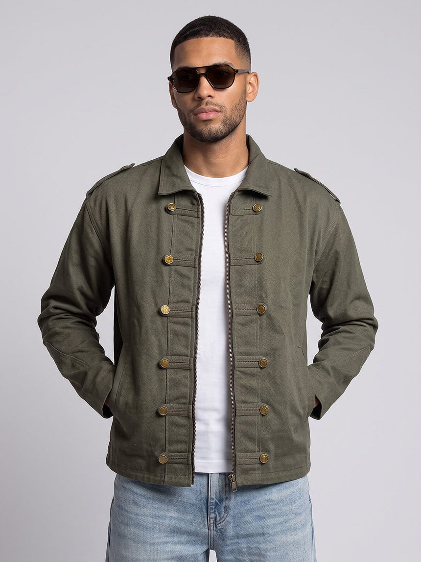 Olive Twill Heavyweight Harrington Cropped Jacket Jackets Fugazee 