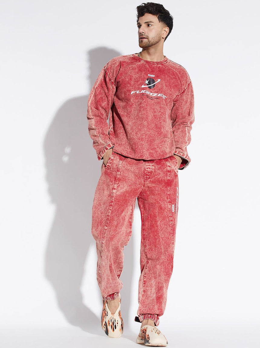Amber Acid Washed Oversized Sweatshirt and Trackpants Combo Tracksuit