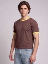 Brown Ringer Cropped Tshirt T-Shirts Fugazee 