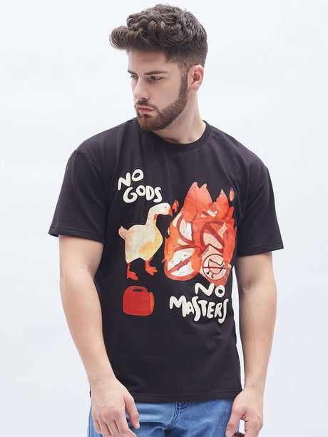 Black No Masters Graphic Oversized T-Shirt T-shirts Fugazee 