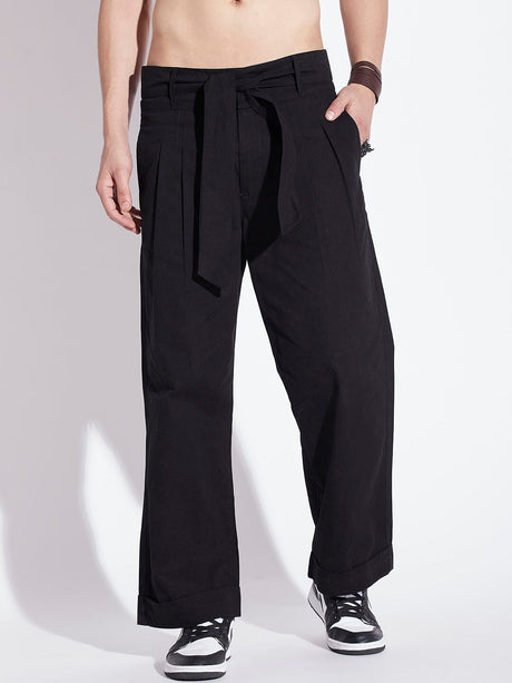 Black Twill Korean Baggy Pants Trousers Fugazee 