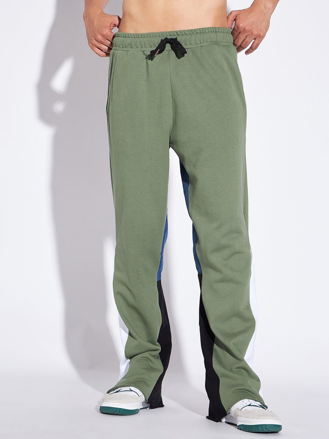Buy FUGAZEE Men Olive & Black Slim Fit Track Pants - Track Pants for Men  4427502 | Myntra