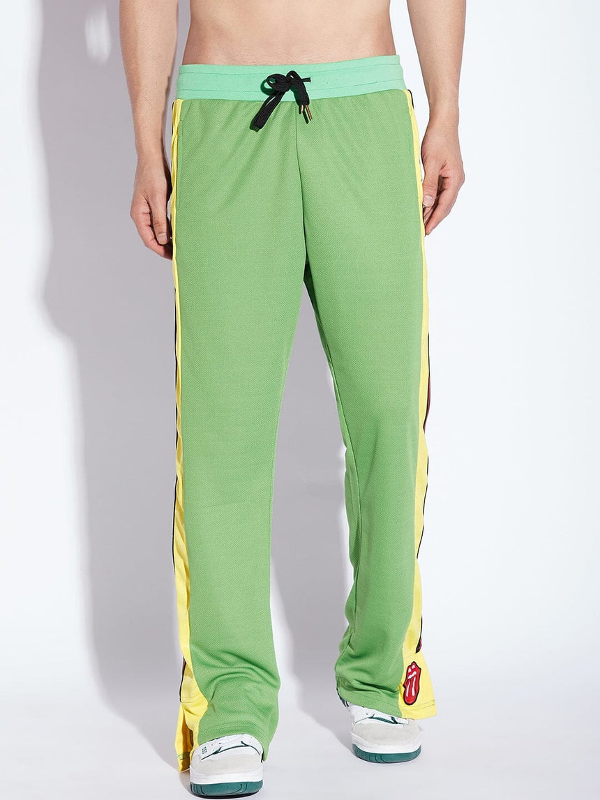 Bright Green Mesh Boot Cut Trackpant