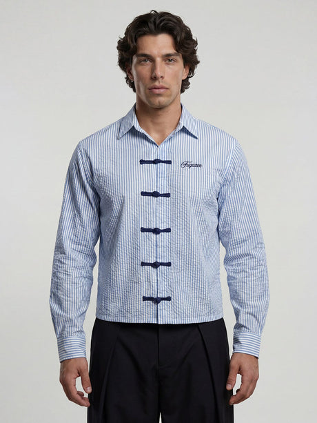 Ice Striped Frog Buttoned Cropped Shirt Shirts Fugazee 