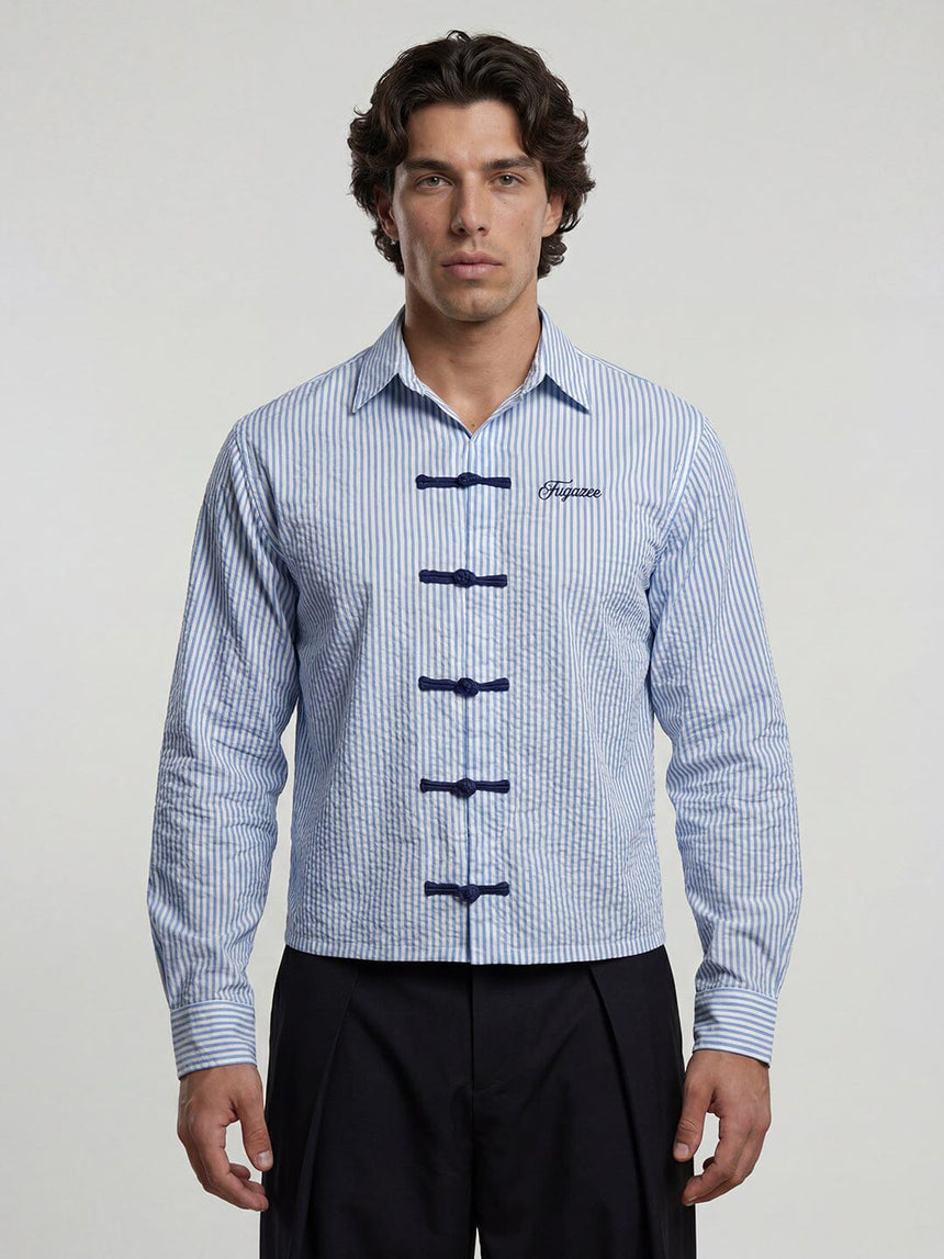 Ice Striped Frog Buttoned Cropped Shirt Shirts Fugazee 