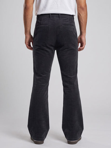 Black Corduroy High Waisted Flared Trousers Trousers Fugazee 