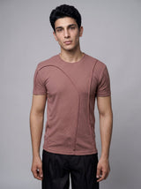 Dusty Cedar Ribbed Cut Sew Muscle Tshirt