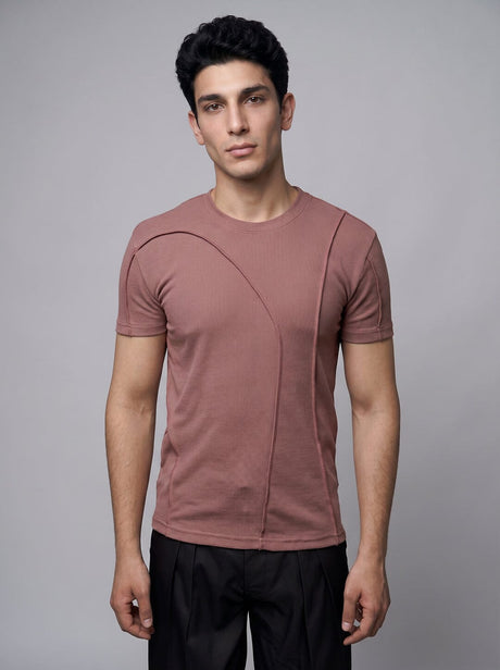 Dusty Cedar Ribbed Cut Sew Muscle Tshirt T-Shirts Fugazee 