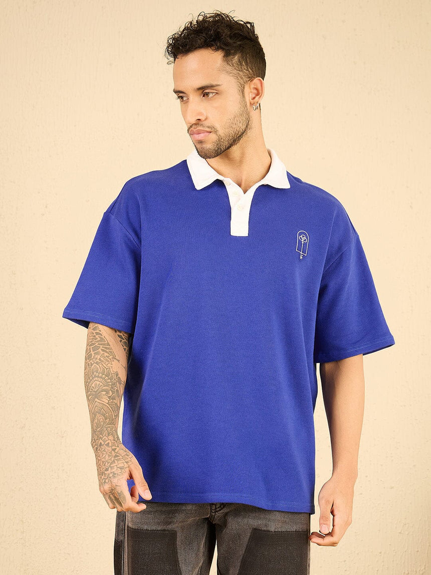Royal Blue Oversized Polo Tee T-shirts Fugazee 