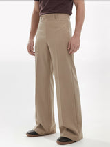 Beige High waisted Bell Bottom Trousers Trousers Fugazee 