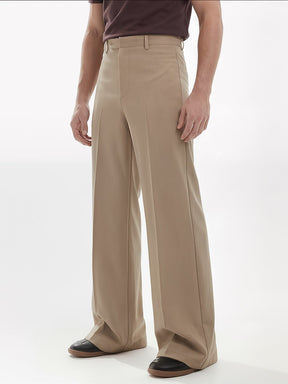 Beige High waisted Bell Bottom Trousers Trousers Fugazee 