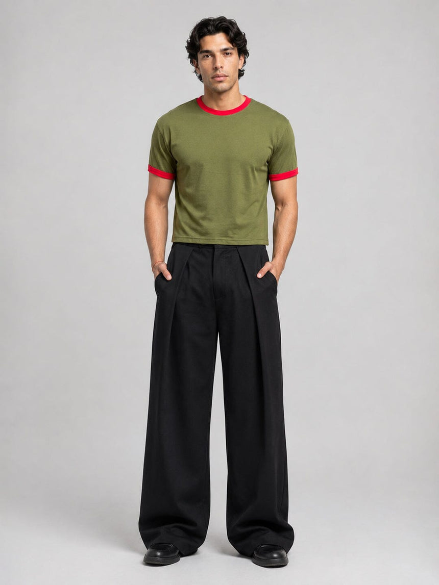 Khaki Ringer Cropped Tshirt T-Shirts Fugazee 