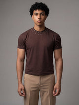 Brown Eyelet Detail Cropped Tshirt T-Shirts Fugazee 