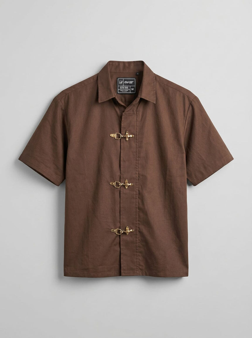 Brown Fireman Clasp Boxy Shirt Shirts Fugazee 