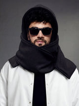 Black Fleece Hooded Scarf Scarf Fugazee 