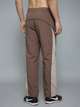 Brown And Beige Cut And Sew Trackpants Trackpants Fugazee 