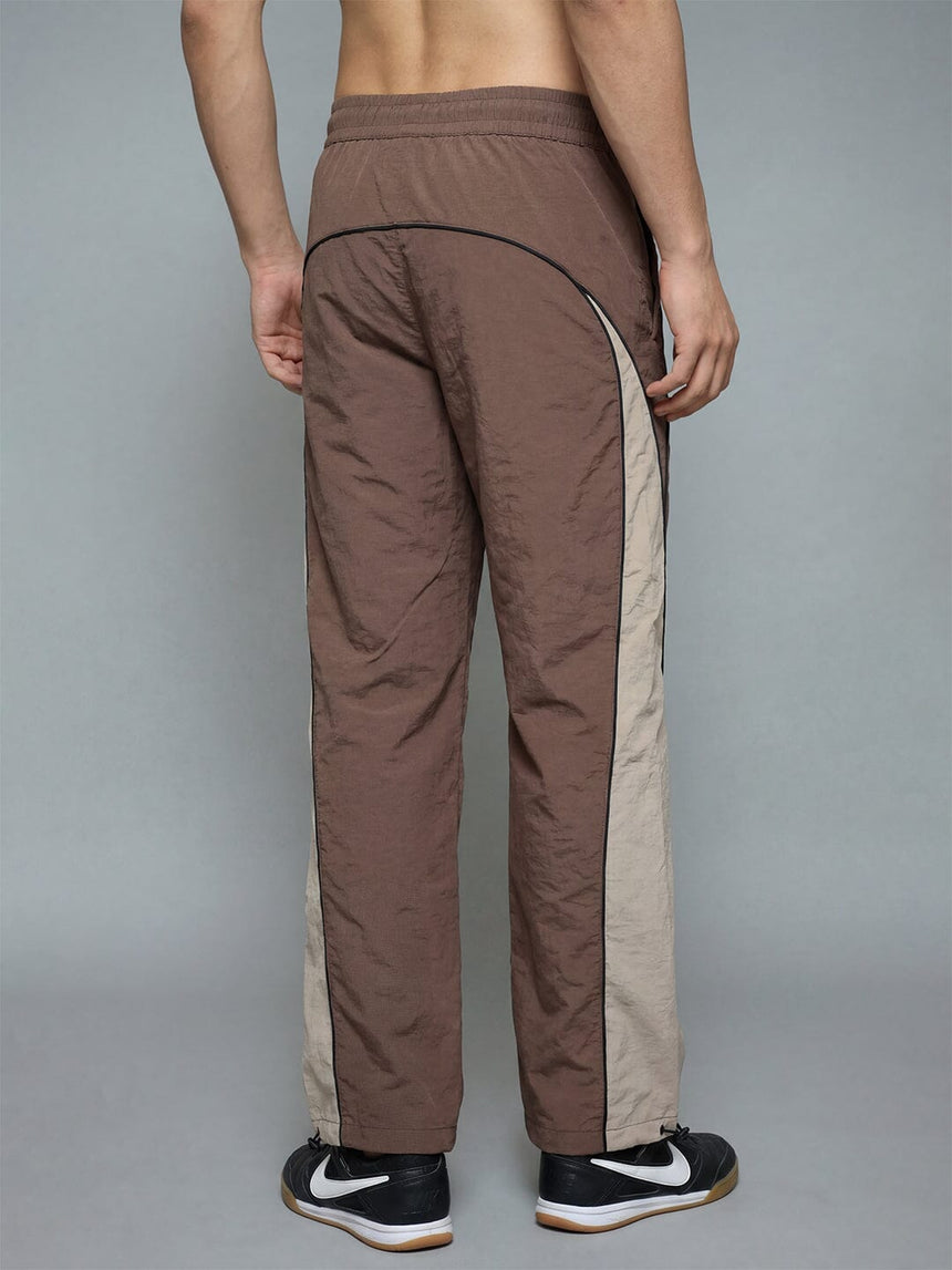 Brown And Beige Cut And Sew Trackpants Trackpants Fugazee 