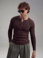 Coffee Ribbed Henley Longsleeves Tshirt T-Shirts Fugazee 