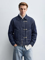 Dark Wash Fireman Clasp Denim Jacket Jackets Fugazee 