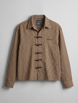 Mustard Checkered Frog Buttoned Cropped Shirt Shirts Fugazee 