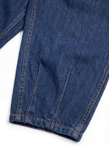Indigo Pleated Barrel Fit Denim Jeans Fugazee 