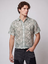 Green Floral Mesh Cropped Shirt Shirts Fugazee 