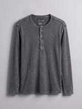 Black Acid Washed Ribbed Longsleeve Henley Tshirt T-Shirts Fugazee 