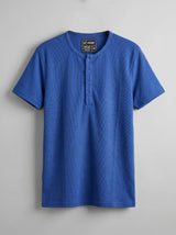 Royal Blue Short Sleeve Henley Tshirt T-Shirts Fugazee 