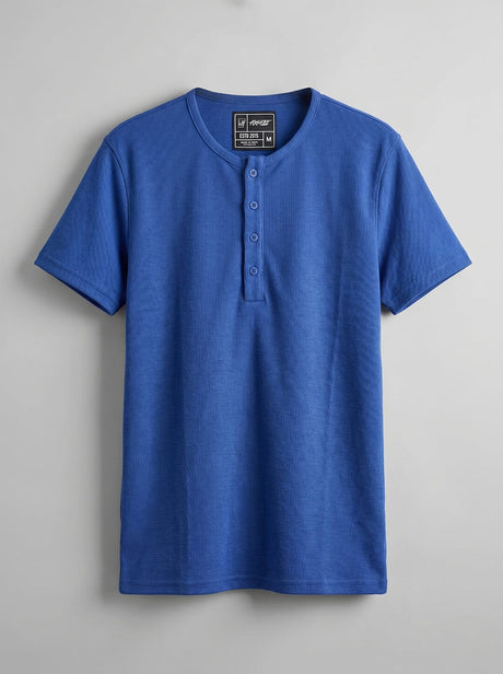 Royal Blue Short Sleeve Henley Tshirt T-Shirts Fugazee 