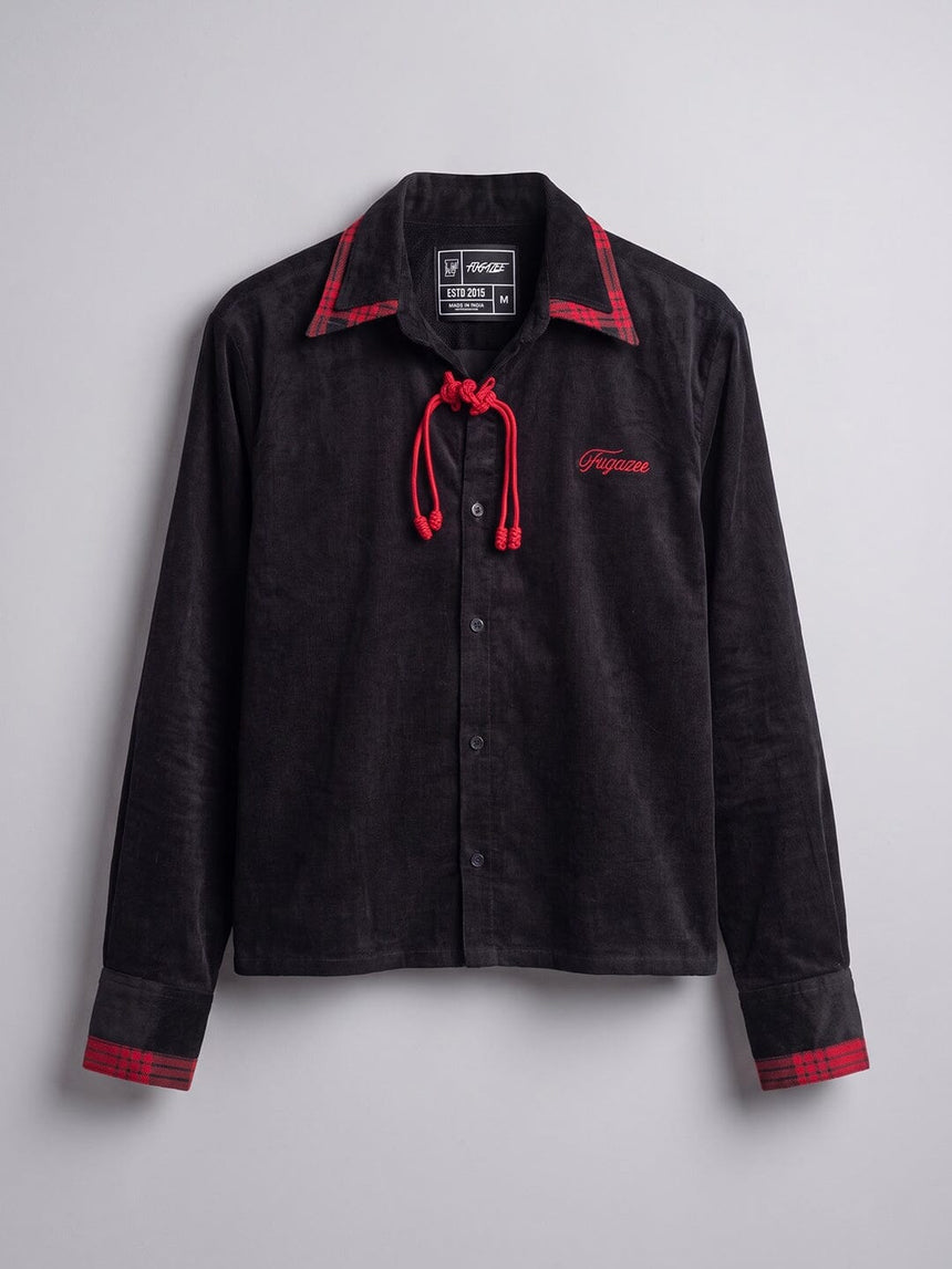 Black Double Collar Cropped Shirt Shirts Fugazee 