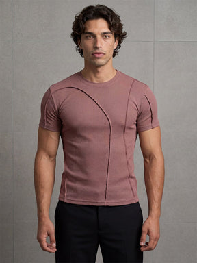 Dusty Cedar Ribbed Cut Sew Muscle Tshirt T-Shirts Fugazee 