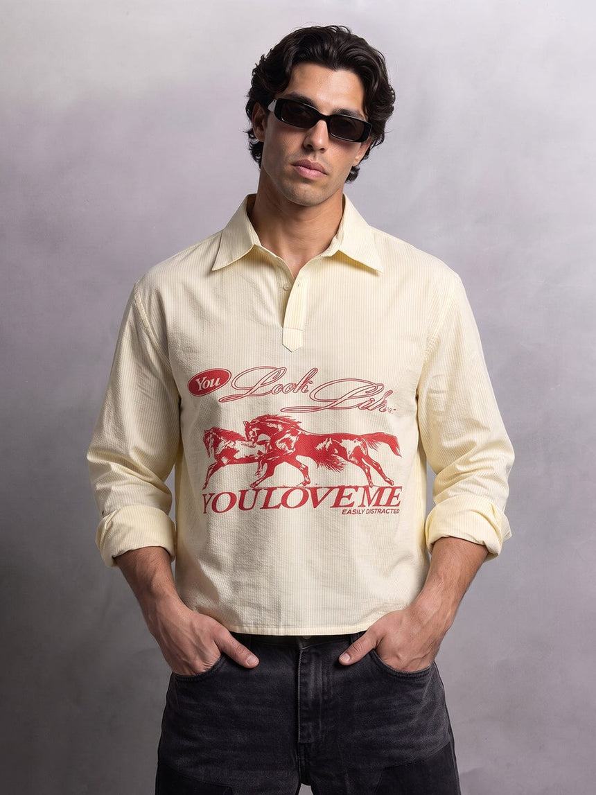 Butter Striped Quarter Cropped Shirt Shirts Fugazee 