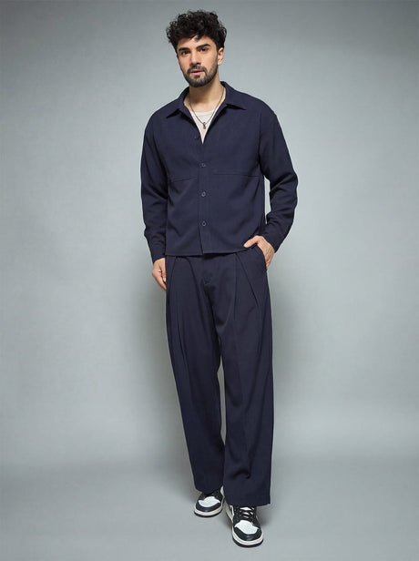 Midnight Blue Minimalist Korean Clothing Set Clothing Set Fugazee 