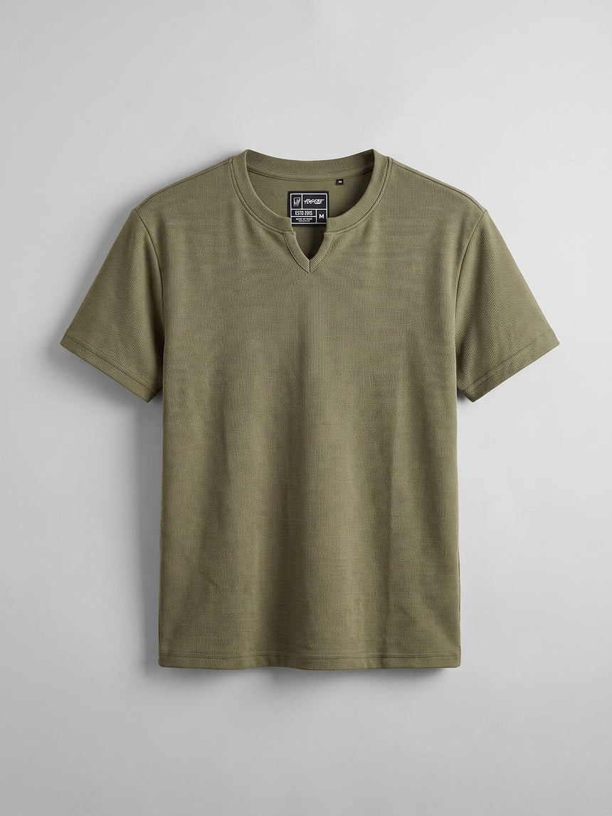 Iguana Green Notch Neck Tshirt