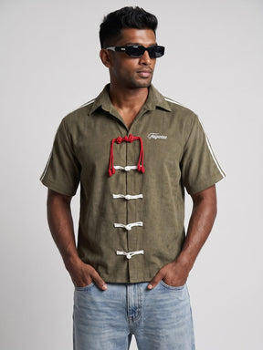 Olive Corduroy Cheongsam Shirt Shirts Fugazee 