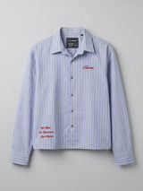 Heather Blue Striped Cropped Shirt Shirts Fugazee 