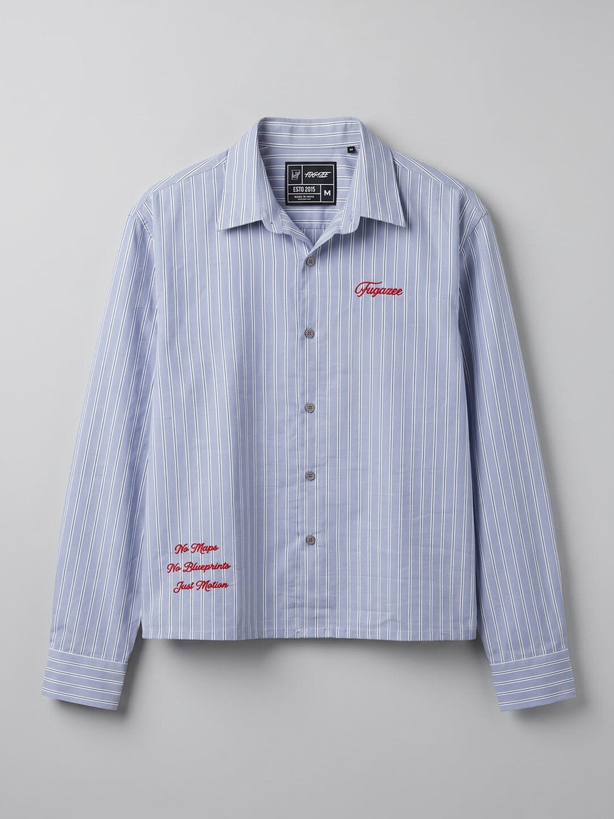 Heather Blue Striped Cropped Shirt Shirts Fugazee 