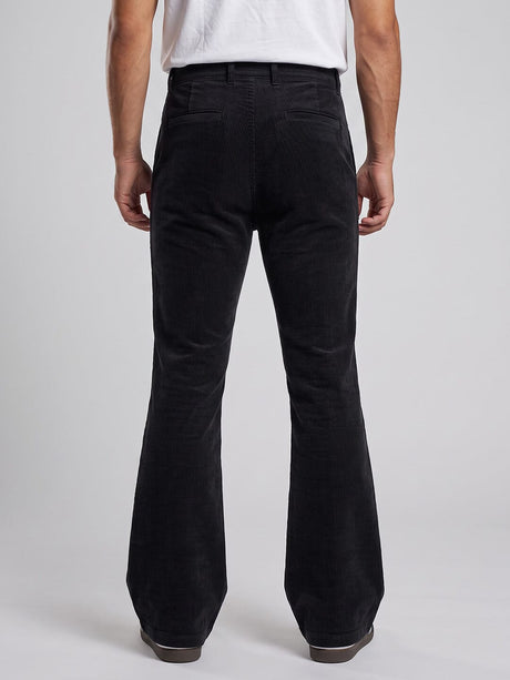 Black Corduroy High Waisted Flared Trousers Trousers Fugazee 