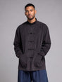 Black Mandarin Frog Buttoned Longline Shirt Shirts Fugazee 