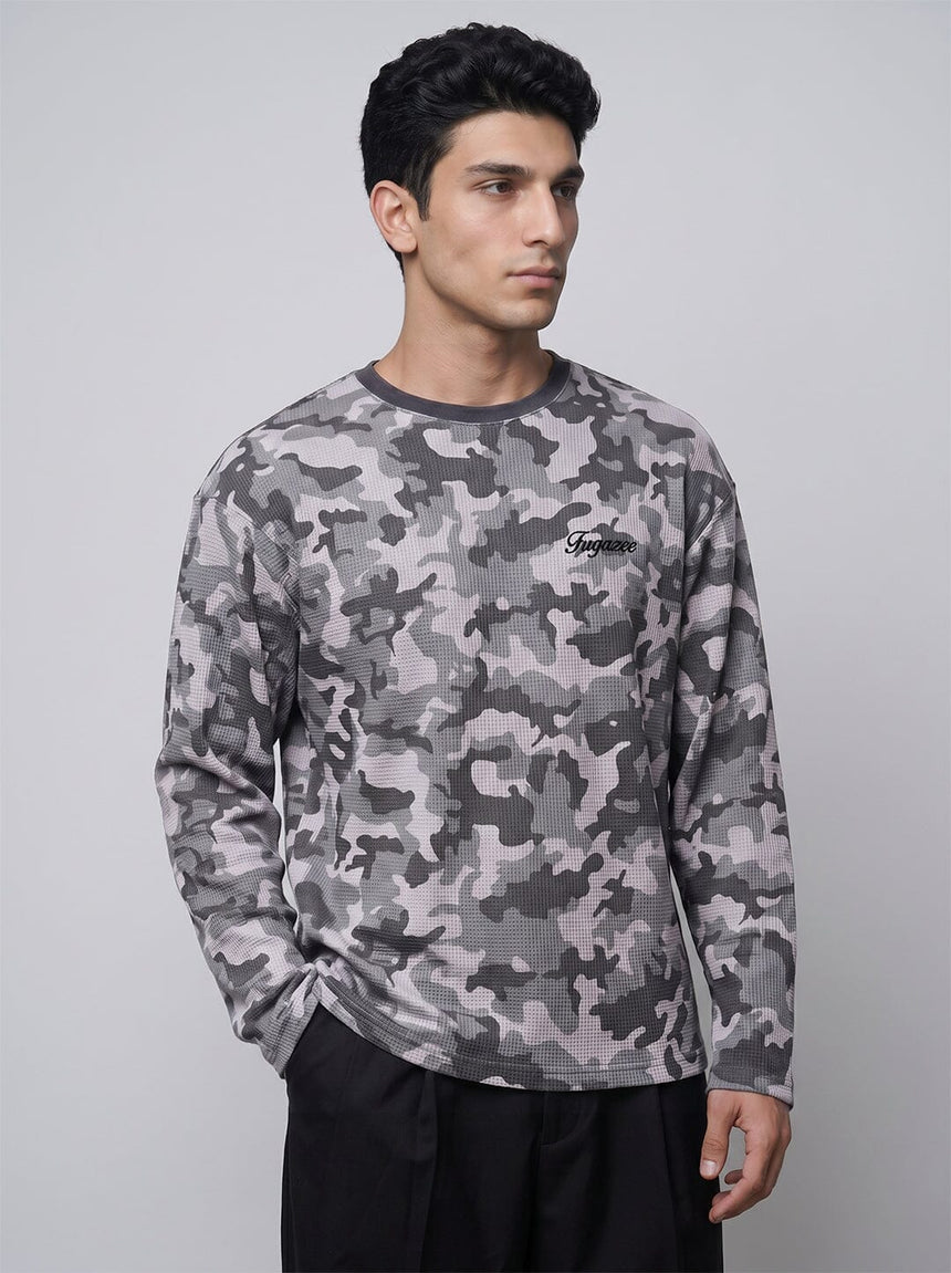 Grey Camo Waffle Longsleeve Tshirt T-Shirts Fugazee 