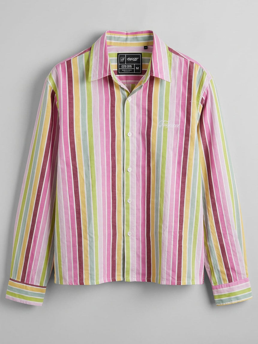Carinval Striped Cropped Shirt Shirts Fugazee 
