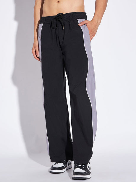 Black & Grey Wavy Panel Trackpants Trackpants Fugazee 