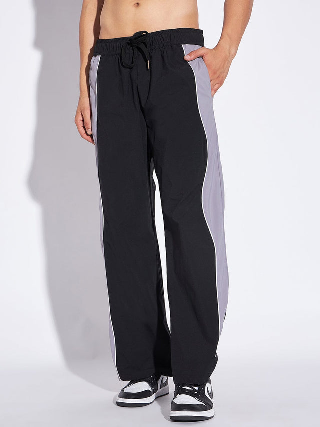 Black & Grey Wavy Panel Trackpants Trackpants Fugazee 
