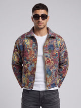 Abstract Tapestry Cropped Harrington Jacket Jackets Fugazee 