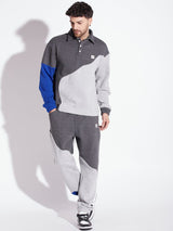 Grey Cut Sew Polo Sweatshirt