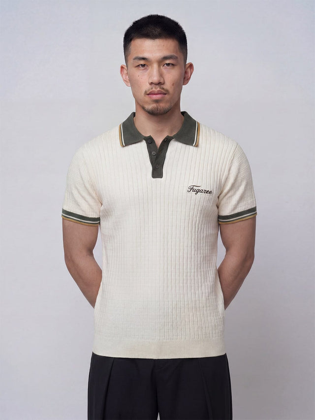 Ecru Old Money Knitted Polo Tshirt T-Shirts Fugazee 