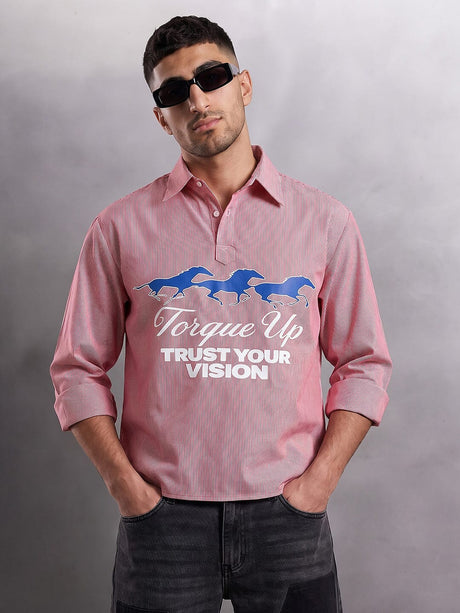 Amber Striped Quarter Cropped Shirt Shirts Fugazee 