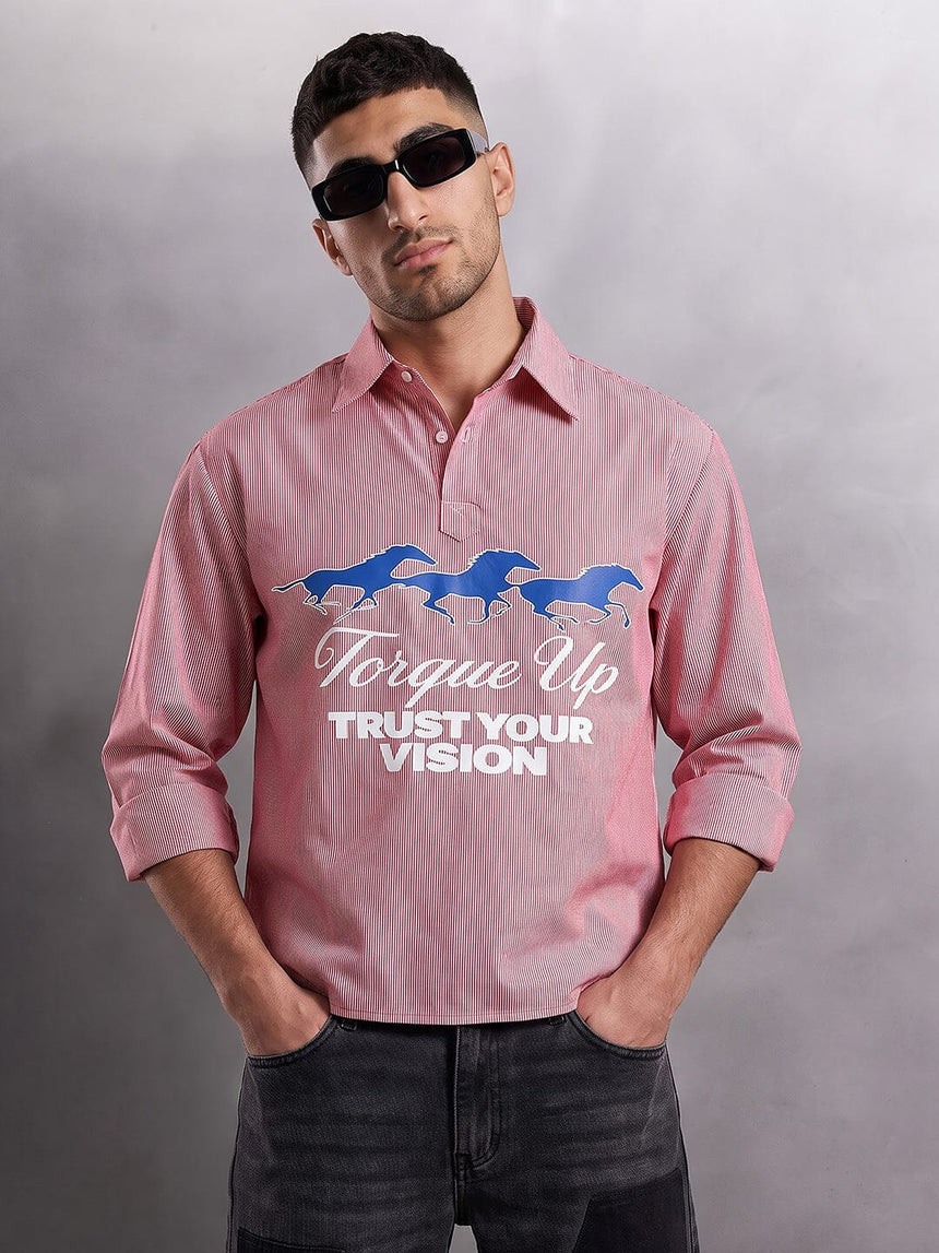 Amber Striped Quarter Cropped Shirt Shirts Fugazee 