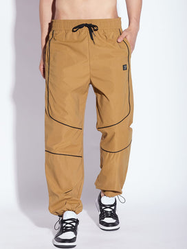 Khaki Nylon Parachute Trackpants